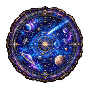 Puzzle en bois de la série anneau annuel transfrontalier, thème univers et étoiles, pour adultes, haute difficulté, forme spéciale - Product Image 1