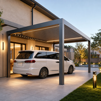 Pergola bioclimatique en aluminium moderne personnalisée pour l'extérieur, imperméable, avec éclairage LED, résistante au vent