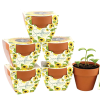 Pot Tanam Mini Terakota Modern Ramah Lingkungan, Perlengkapan Pembibitan Bunga & Herba untuk Anak-Anak & Dewasa, Kit Tanam Bunga Matahari DIY Tanpa Biji