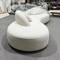Canapé modulable de grande taille personnalisé et incurvé canapé d'angle de salon en tissu Teddy blanc