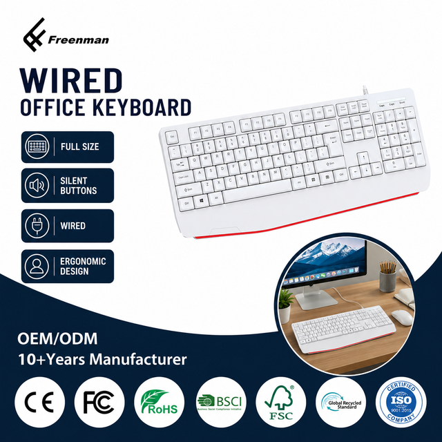 OEM ODM Wired Ergonomic Keyboard 100% 104 Keys Office Use  Desktop  Keyboard PC Gamer Laptop Computer