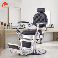 Fauteuil de Salon Rétro Vintage Robuste Inclinable pour Coiffure et Barbier