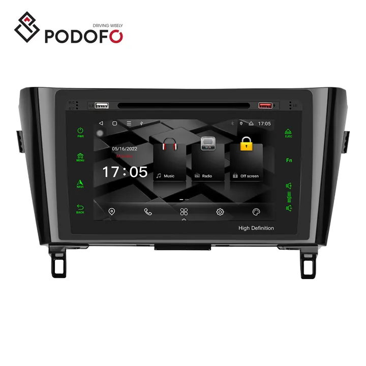 Podofo pemutar DVD mobil, Radio mobil Android 10.1 inci 8 Core 2 + 32GB CarPlay Android Auto untuk NISSAN X-TRAIL/Qashqai 2014 GPS DSP RDS