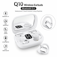 Audífonos Q10 2 en 1 5.4 Inalámbricos con Clip, Semi-in-ear, Pantalla LED de Energía, 30H de Reproducción, Deportivos, con ANC Táctil 5.4