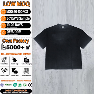 T-shirt pour homme surdimensionné 100% coton lavé, noir vintage, manches courtes, impression personnalisée, streetwear - Product Image 1