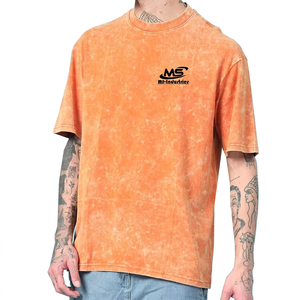 เสื้อยืดโอเวอร์ไซส์ผ้าฝ้ายฟอกสีสไตล์วินเทจ คอกลม ไหล่ตก ทรงหนา สตรีทแวร์ สั่งทำขายส่ง เสื้อยืดผู้ชาย - Product Image 2