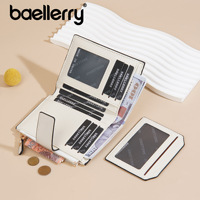 Dompet RFID Kulit PU Wanita Custom Logo Motif Buaya Dompet Koin Pendek Wanita Merek Baellerry untuk Wanita
