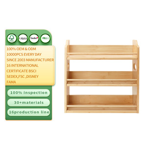 Étagère de rangement murale en bois à 3 niveaux, organisateur de <span class=keywords><strong>bureau</strong></span> durable avec taille personnalisable pour les fournitures de cuisine et les livres - Product Image 1