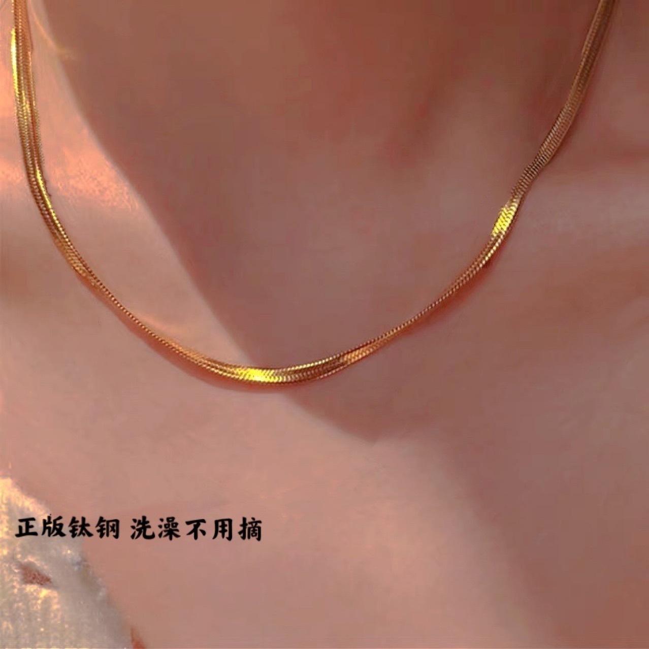 Flat snake bone necklace 40 5cm