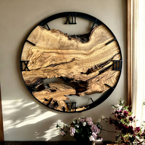 Handcrafted Natural Wood <b>Wall</b> <b>Clock</b>, Live Edge Rustic <b>Clock</b>, Modern Farmhouse Decor, Unique <b>Wooden</b> Statement <b>Wall</b> Art - Product Image 1