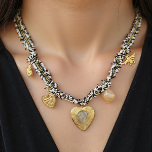 Collier pendentif cœur Summly en alliage de zinc avec serti clos, chaîne de clavicule tendance pour femme, style automne-hiver - Product Image 1