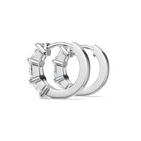 Boucles d'oreilles créoles en argent sterling 925 avec moissanite taille émeraude pour femme, boucles d'oreilles huggie octogonales à 3 pierres en moissanite couleur D VVS1