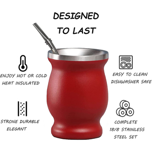 PURPLESEVEN-taza de té con aislamiento al vacío, 8oz, 230ml, acero inoxidable, Yerba Mate, calabaza, paja - Product Image 5