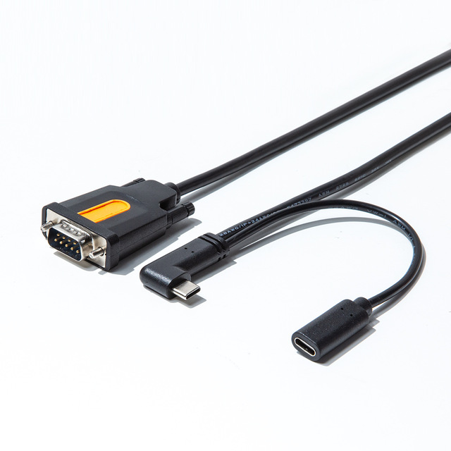 New Right-angle USB-C RS-232 Serial Cable Power Supply DB9-pin COM Port Adapter FTDI FT232 Chip Tin-plated Pure Copper 3-in-1