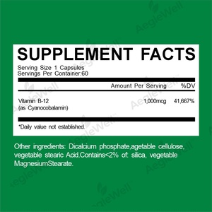 AegleWell 1000 Mcg Kapsul Vitamin B-12 untuk Kesehatan Optimal Kapsul Vitamin <span class=keywords><strong>B12</strong></span> Cocok untuk <span class=keywords><strong>Vegetarian</strong></span> - Product Image 2