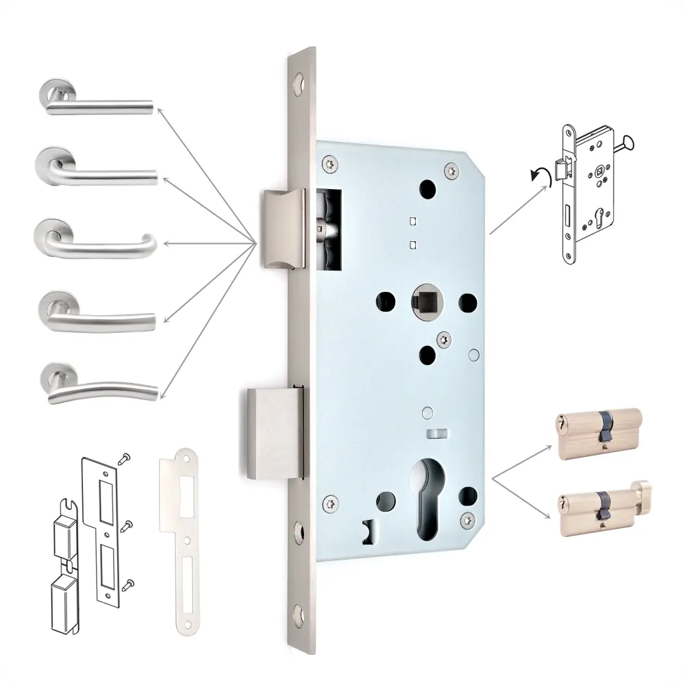 Doornmaat Size 60Mm 7260Z Brandwerende Sash Lock Ce Gemarkeerd Om En12209 DIN18251 Ingang Insteekslot Usd In Openbare plaats