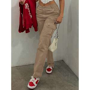 Pantalons cargo pour femmes, style décontracté, taille haute, jambe droite, multi-poches, style décontracté pour les mamans, livraison gratuite - Product Image 3