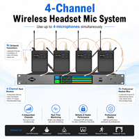 Système de microphone sans fil UHF à 4 canaux X4-T True Diversity avec micro-casques pour la scène, les discours et le chant