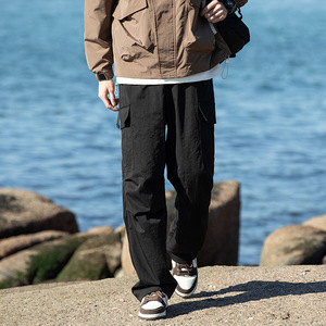 Pantaloni Cargo da uomo stile retrò stile americano paracadutista plissettato a gamba larga a vita media largo stile <span class=keywords><strong>Casual</strong></span> - Product Image 4