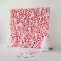 Offre Spéciale Mur de fleurs artificielles en soie mixte rose et violette fait main 8x8 pieds, haute simulation, pour remise de diplôme, mariage, Noël, style chinois