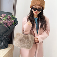 Sac à main en fausse fourrure style coréen pour femme, petit sac à bandoulière décontracté avec poignée courte, sacs d'hiver pour femme