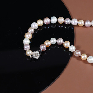 Collana di <span class=keywords><strong>Perle</strong></span> Naturali d'Acqua Dolce di Design Originale, Colore Caramella, Forma Quasi Rotonda, Catena per Clavicola, <span class=keywords><strong>Gioielli</strong></span> di <span class=keywords><strong>Perle</strong></span> per Donna - Product Image 3