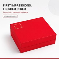 Boîte rigide rouge personnalisée avec couvercle et base, insert en mousse noire, emballage cadeau pour cosmétiques, marque de beauté OEM, vente en gros