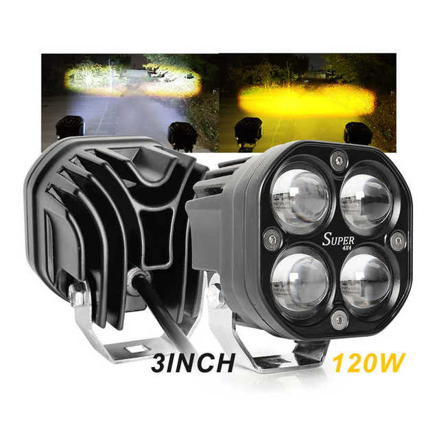 Universal Led Fog/driving Lights New 120W High Power 3inch Dual Color 4x4 Led Work Light for Car Truck Jeep Wrangler Off Road
