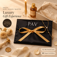 Pochette en satin personnalisée avec logo, ruban doré, nœud, sac cadeau pour bijoux, sachet cosmétique, parfum, accessoires de montre, vente en gros OEM