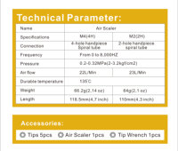 YSYL 135C Pièce à main de détartreur dentaire à air, autoclavable, pour l'équipement de clinique dentaire et l'hygiène bucco-dentaire