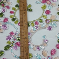 Tissu en dentelle africaine de luxe en polyester, maille tricotée, broderie perlée et sequins, pour accessoires de mariage, vente en gros