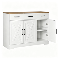 Buffet moderne en bois blanc, armoire de rangement en MDF avec 3 tiroirs et 3 portes en forme de X pour salon et salle à manger