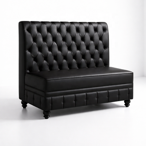 Banquette de <span class=keywords><strong>restaurant</strong></span> de luxe en cuir PU noir capitonné, canapé-banquette rembourré pour bar, hôtel, salle à manger, salon - Product Image 1