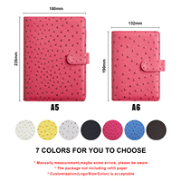 Offres Spéciales planificateur en cuir à motifs d'autruche A5/A6 Logo personnalisable 6 anneaux cahier de reliure à feuilles mobiles avec couverture de journal en PU