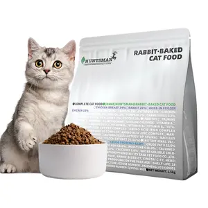 Huntsman Ração seca para gatos com alto teor de proteína e sabores múltiplos, ração para coelho e gato assada