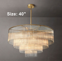 Lustre de plafond créatif et décoratif en laiton de style américain pour hôtel, grande suspension lumineuse d'intérieur à haute luminosité avec abat-jour rond en verre