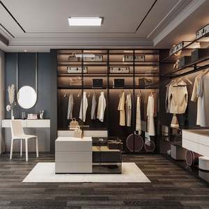 Wooden Glass Door Wardrobe Classic Modern Luxury Closet Storage Wardrobe High Quality Wooden Furniture Closet - Product Image 3