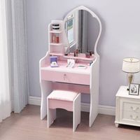 Coiffeuse moderne blanche pour enfant avec miroir et tiroirs