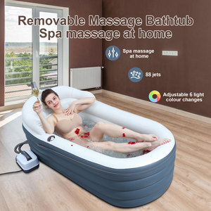Matelas de massage à bulles <span class=keywords><strong>gonflable</strong></span> <span class=keywords><strong>pour</strong></span> baignoire avec pompe à air et télécommande, <span class=keywords><strong>spa</strong></span> portable <span class=keywords><strong>pour</strong></span> bain chaud ou bain froid - Product Image 3