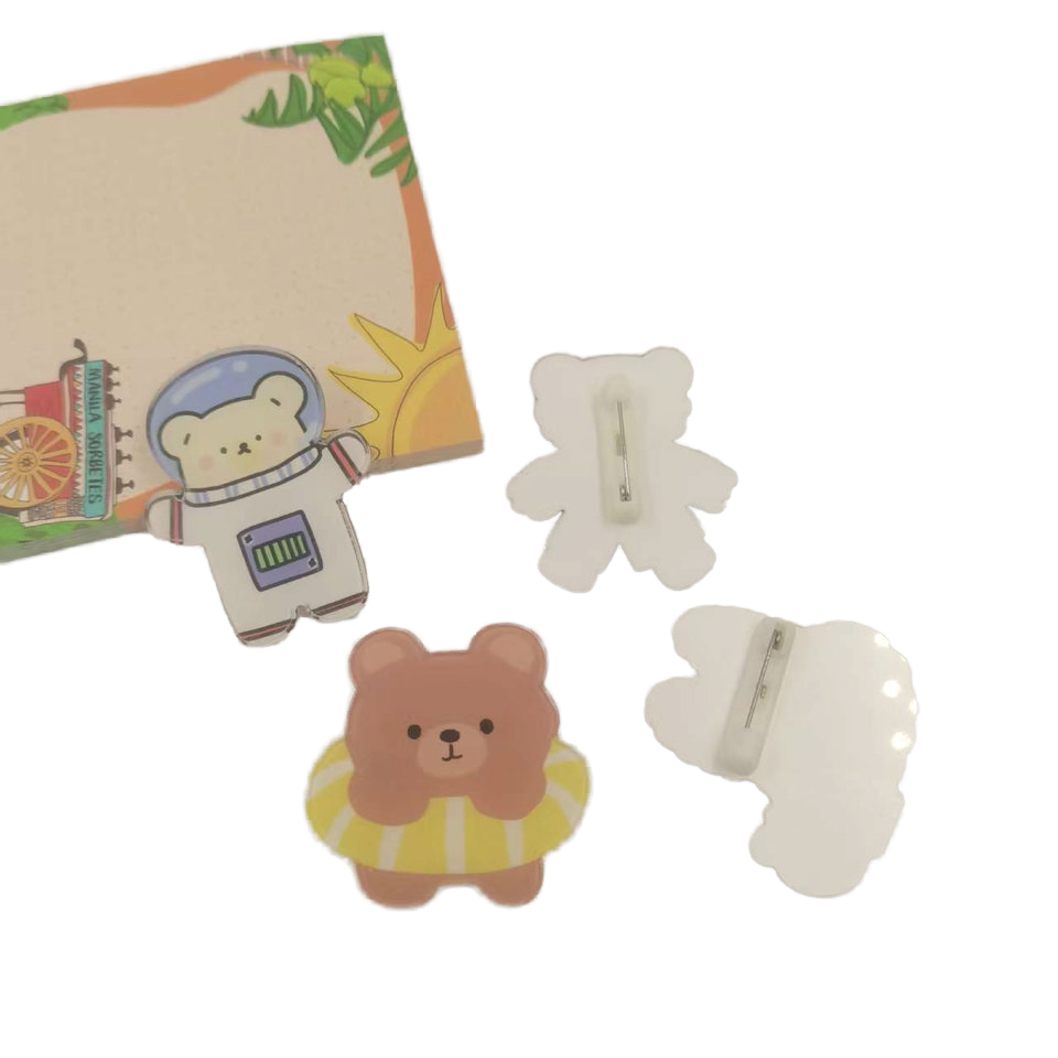 Custom Cartoon Anime Shape Acrylic Pin Badge Cute Chain Charm in Clear Acrylic Plastic Offset Printing Product