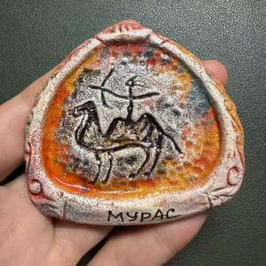 Aimant de réfrigérateur artisanal <span class=keywords><strong>en</strong></span> argile Dune Vanguard, souvenir de petroglyphe d'art rupestre ancien, cadeau culturel d'Asie centrale, décoration magnétique - Product Image 6