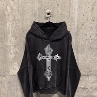 Sudadera con capucha de algodón pesado de 600 GSM para hombre, negra desgastada, con cremallera, estilo oversize y holgado, de alta calidad OEM, proveedor personalizado de 1 pieza