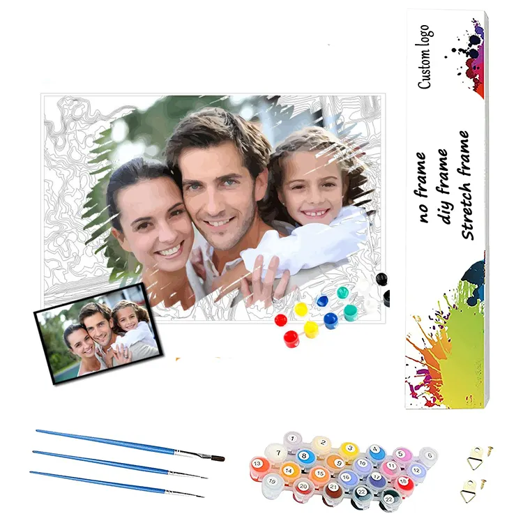 Bigger Kids Adults Oil Painting Gift custom adult diy paint by numbers canvas kits with Own Picture