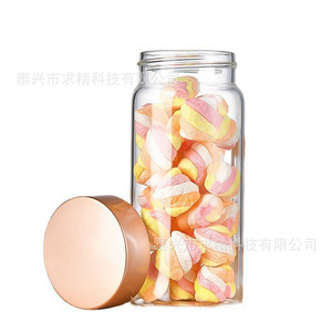 Seeking Excellence Glass Jar 65mm <b>Flat</b> Bottom <b>Screw</b> Cap Aluminum Lid Food Storage Kitchen Use - Product Image 5