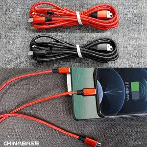 多充电电缆6合1多充电器电缆尼龙编织USB A/C至8针USB C微型连接器尼龙编织充电线