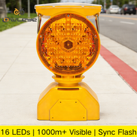 Feux de signalisation routière solaires haute puissance à 16 LED, visibilité de 1000 m, indice de protection IP66, clignotants, en matériau PC/ABS, pour travaux de construction et de voirie