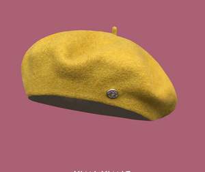 Béret citrouille à doublure en soie Créativité Chapeau béret de couleur unie pour femme Style français - Product Image 4