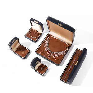 Boîte à bijoux en velours marron rose poudré, coffret de luxe double pour emballage de bijoux, boîte personnalisée en cuir avec fermeture à pression - Product Image 2