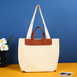 Sac fourre-tout en toile réutilisable écologique avec impression de logo personnalisé, sac à bandoulière pour le travail et les trajets quotidiens - Product Image 3