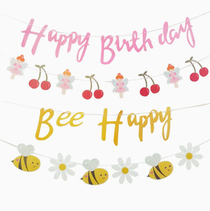 DAMAI - Decoración Colgante para Fiestas de Cumpleaños Infantiles, Diseño de Abejas Amarillas y Rosas, Letras de Papel Portátiles con Elementos de Hadas Abeja - Product Image 1